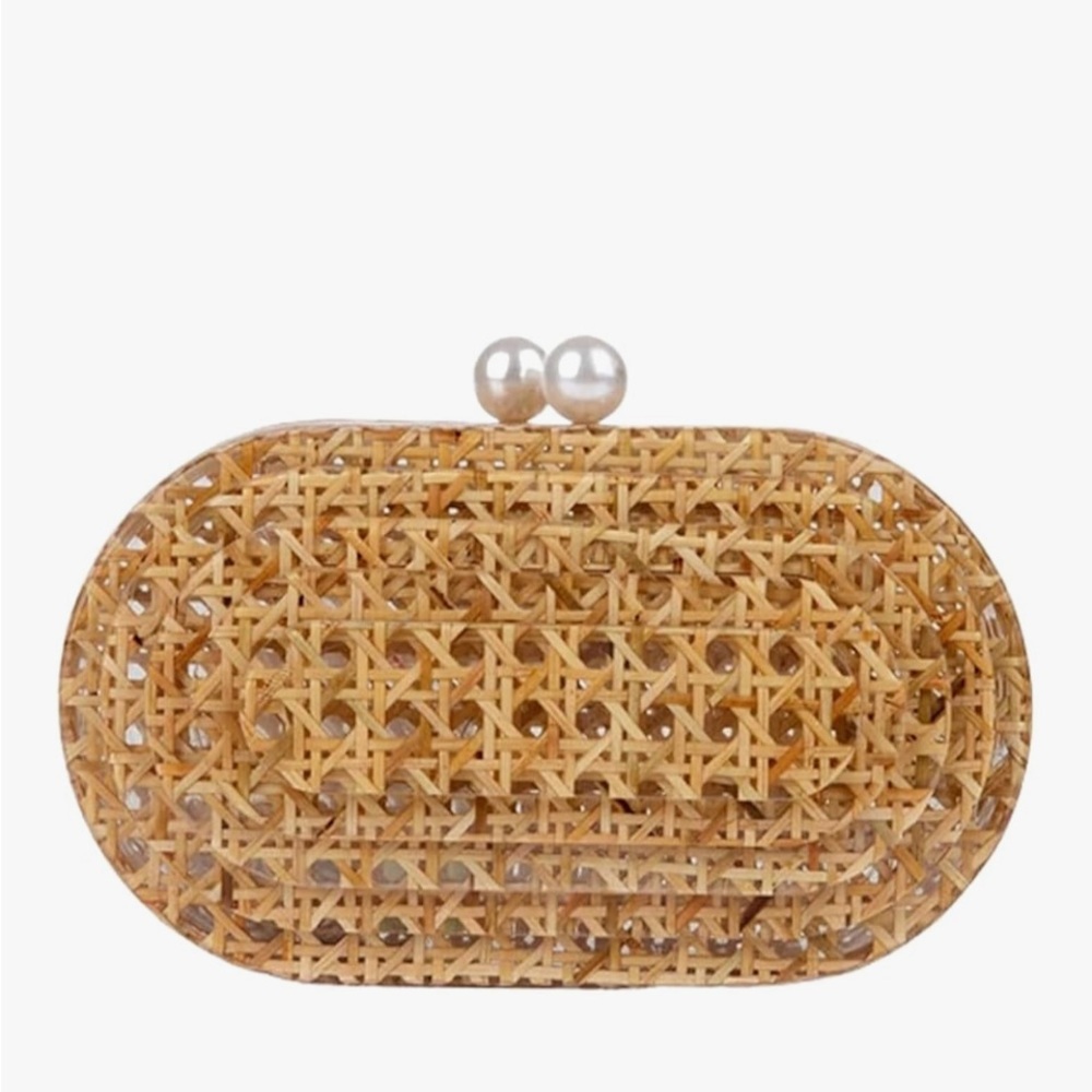 Amazon Tan Woven acrylic Clutch